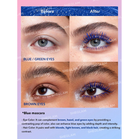 Sheglam All-In-One Volume & Length Mascara-Waterproof Blue.